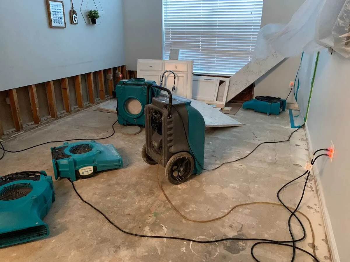 Dehumidifier in flood-cut room for Water Damage Restoration in Mayo